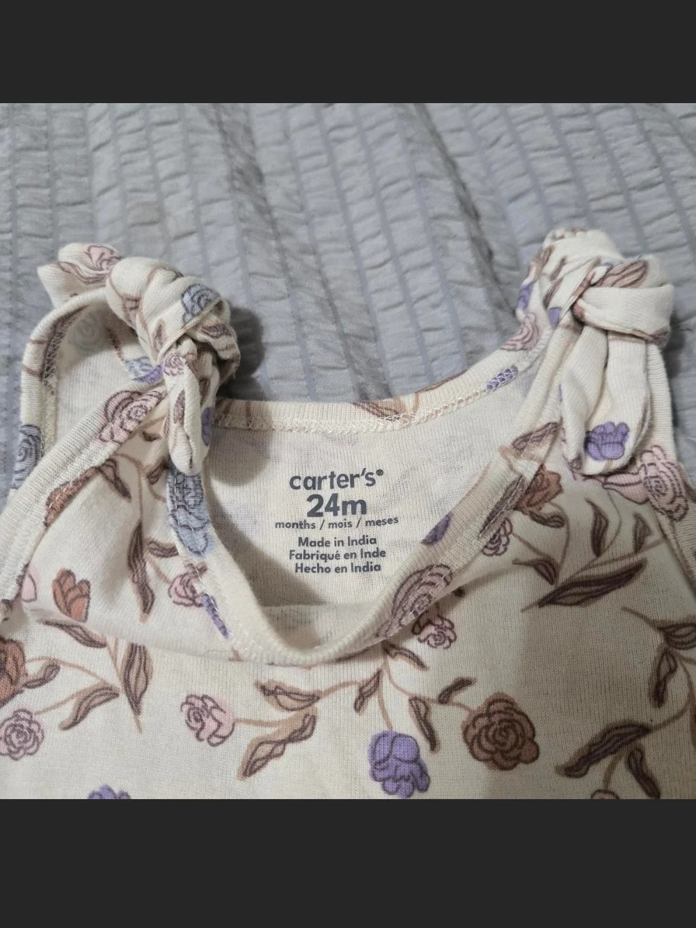 Carter's Cream Floral & Cream Leopard Print Girls One-Piece Bodysuits